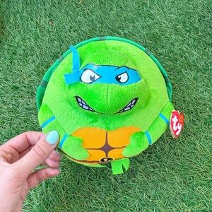 2/$15 TY Teenage Mutant Ninja Turtles Beanie Ballz Balls Leonardo Plush 2013 7"